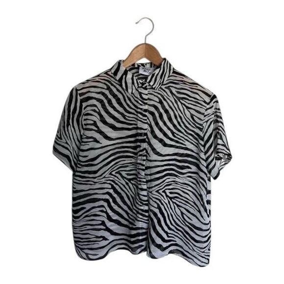 ✨Princess Polly Melissa Zebra Short Sleeve Sheer Button Up Sz 4 Shirt✨ - Picture 5 of 8